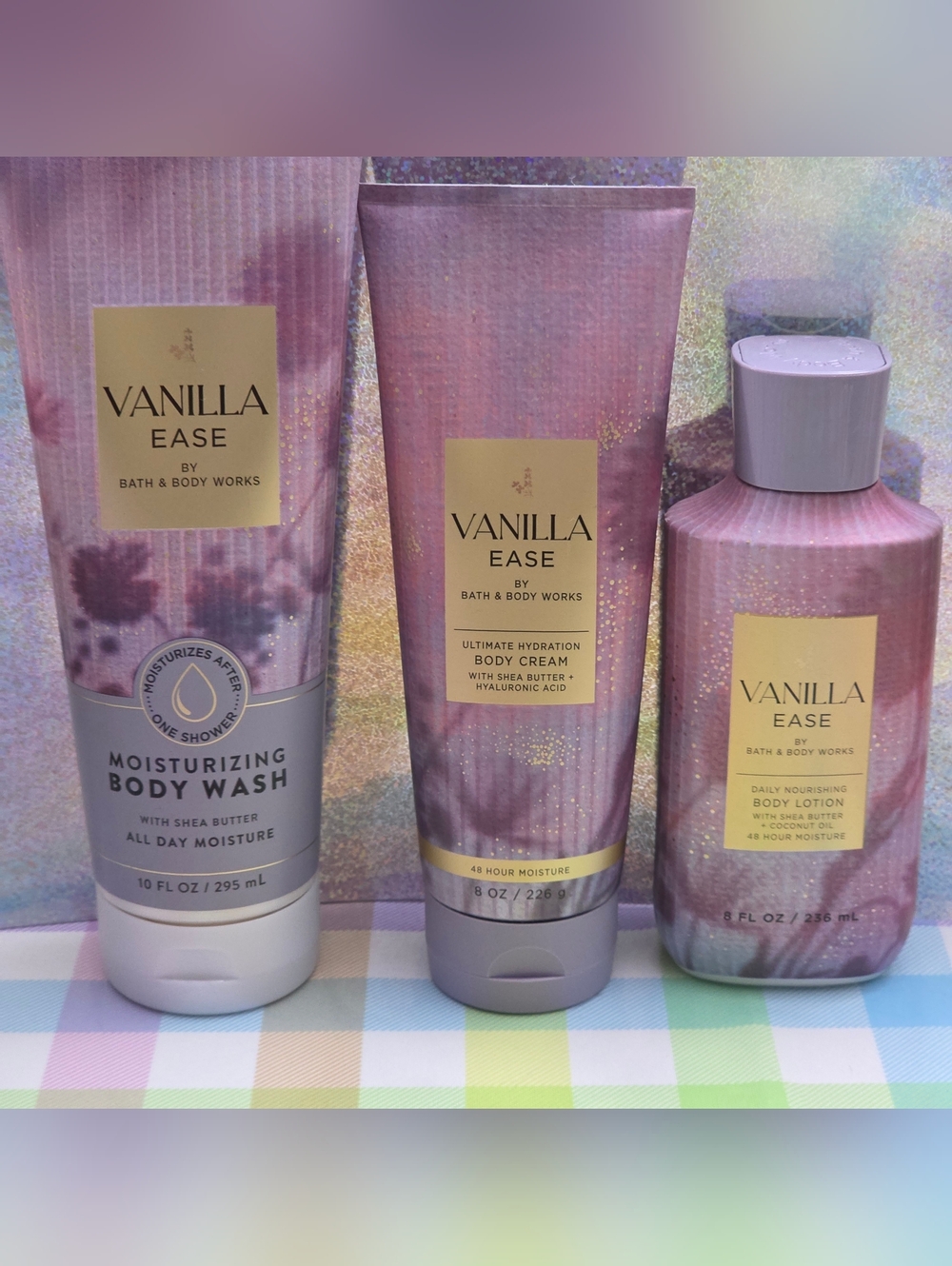 Vanilla Ease Moisturizing Body Care Set by Bath & Body Works 3 Piece NEW Rare